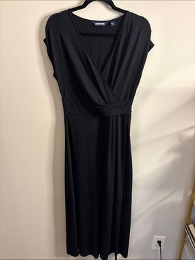 Lands' End Black Surplice Midi Dress
